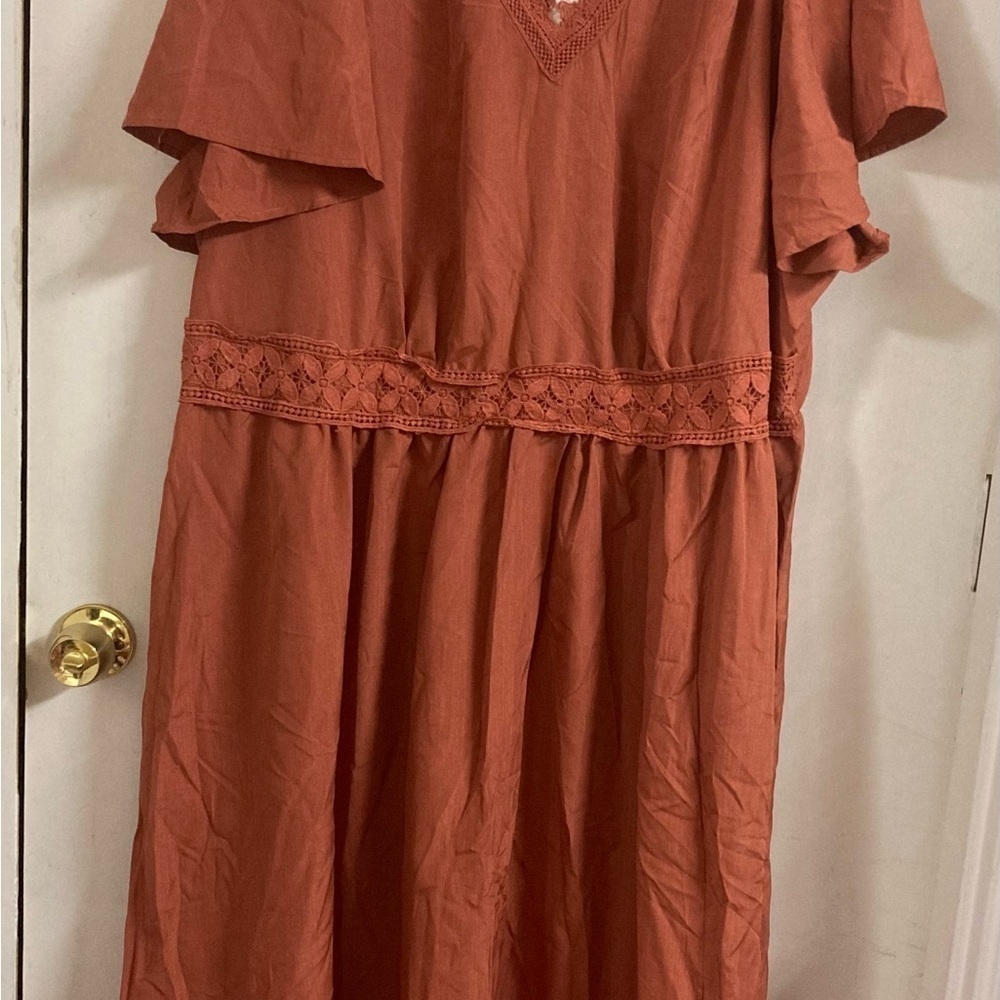 Bloomchic midi length dress rust color